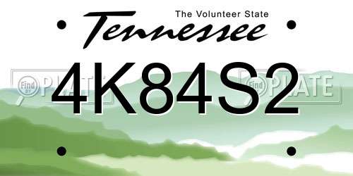4K84S2 Tennessee License Plate