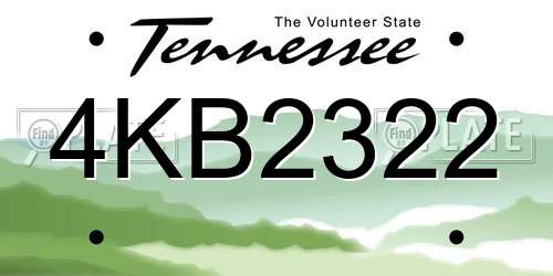4KB2322 Tennessee License Plate