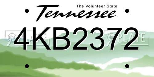 4KB2372 Tennessee License Plate