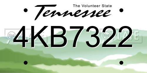 4KB7322 Tennessee License Plate