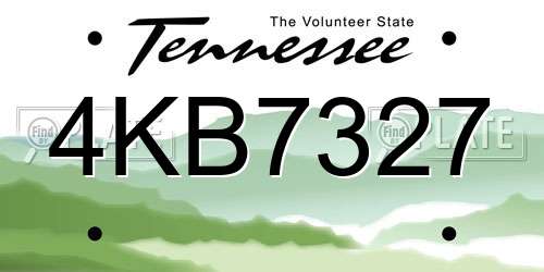 4KB7327 Tennessee License Plate