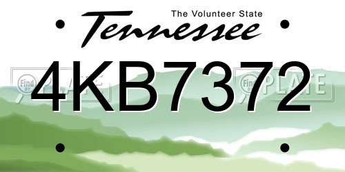 4KB7372 Tennessee License Plate