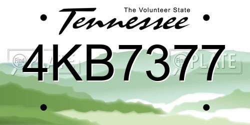 4KB7377 Tennessee License Plate