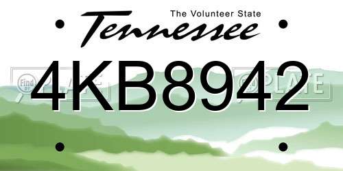4KB8942 Tennessee License Plate