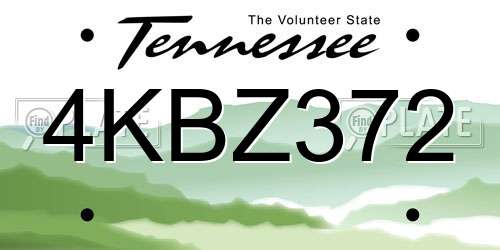 4KBZ372 Tennessee License Plate
