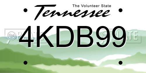 4KDB99 Tennessee License Plate