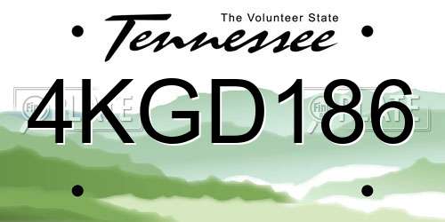 4KGD186 Tennessee License Plate