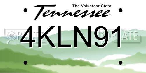 4KLN91 Tennessee License Plate