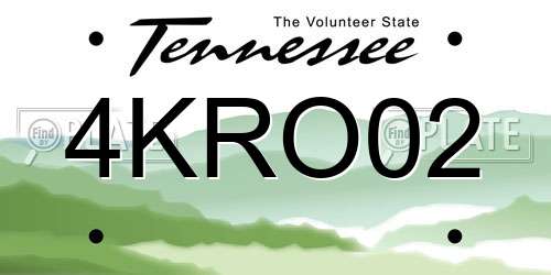 4KRO02 Tennessee License Plate