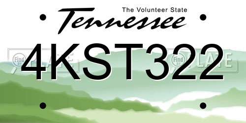 4KST322 Tennessee License Plate