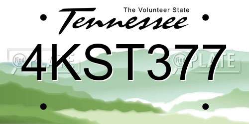 4KST377 Tennessee License Plate