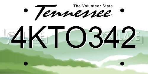4KTO342 Tennessee License Plate