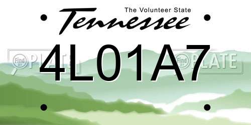 4L01A7 Tennessee License Plate