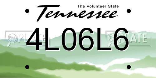 4L06L6 Tennessee License Plate