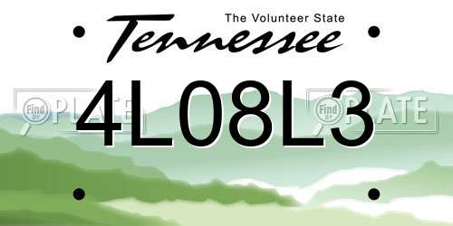 4L08L3 Tennessee License Plate