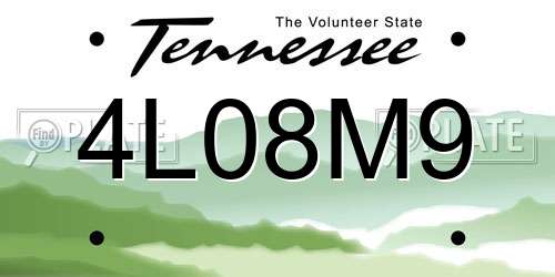4L08M9 Tennessee License Plate
