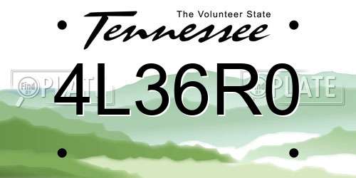 4L36R0 Tennessee License Plate