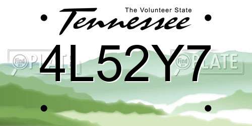 4L52Y7 Tennessee License Plate