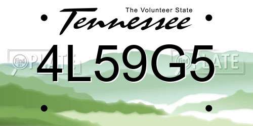 4L59G5 Tennessee License Plate
