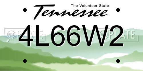 4L66W2 Tennessee License Plate