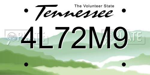 4L72M9 Tennessee License Plate