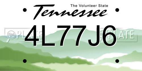 4L77J6 Tennessee License Plate