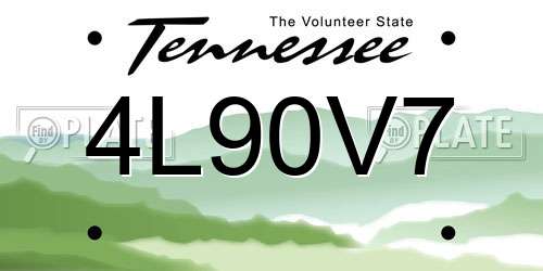 4L90V7 Tennessee License Plate