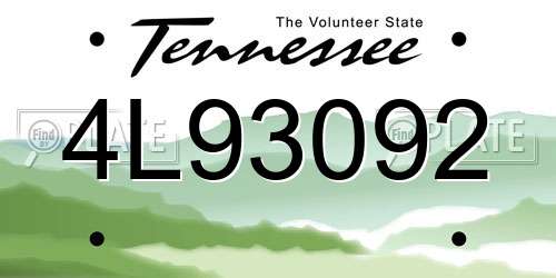 4L93092 Tennessee License Plate