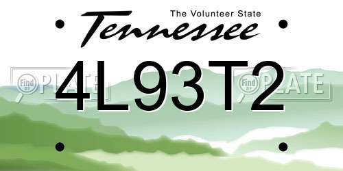 4L93T2 Tennessee License Plate