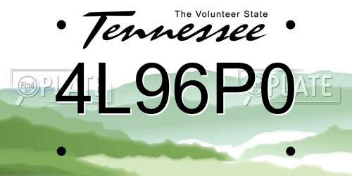 4L96P0 Tennessee License Plate
