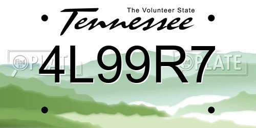 4L99R7 Tennessee License Plate
