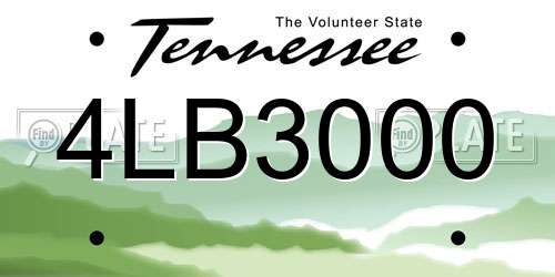 4LB3000 Tennessee License Plate