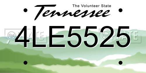 4LE5525 Tennessee License Plate