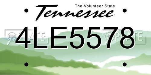 4LE5578 Tennessee License Plate