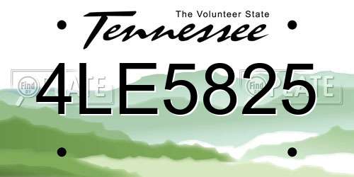 4LE5825 Tennessee License Plate