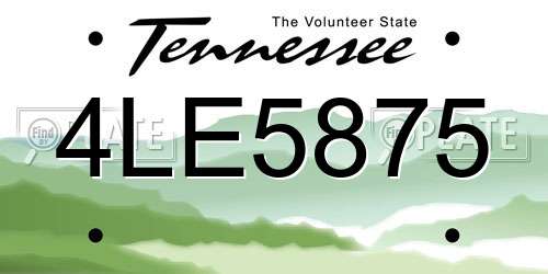 4LE5875 Tennessee License Plate