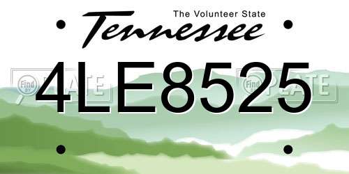 4LE8525 Tennessee License Plate