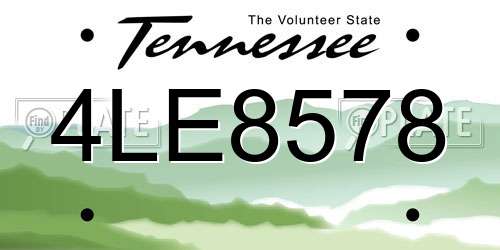 4LE8578 Tennessee License Plate