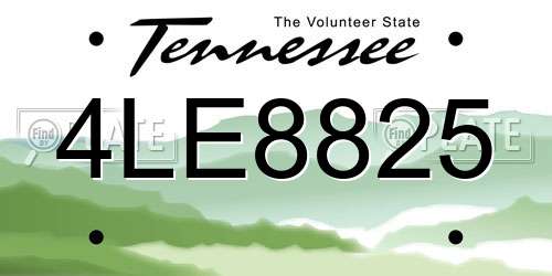 4LE8825 Tennessee License Plate