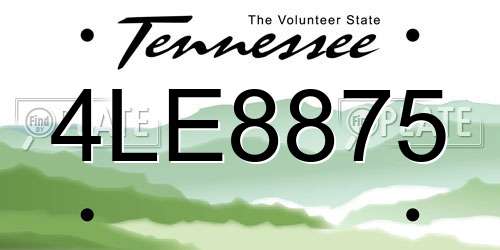 4LE8875 Tennessee License Plate
