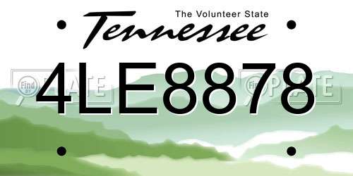 4LE8878 Tennessee License Plate