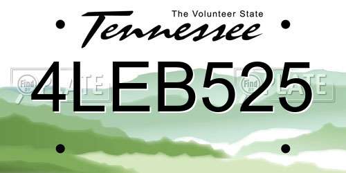 4LEB525 Tennessee License Plate