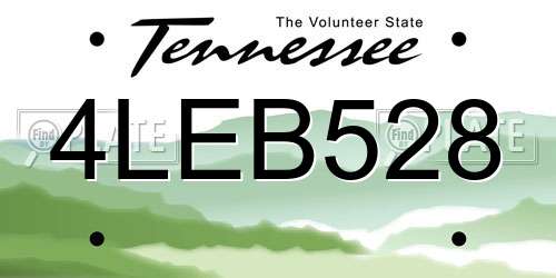 4LEB528 Tennessee License Plate