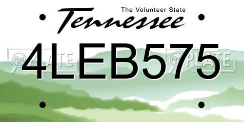 4LEB575 Tennessee License Plate