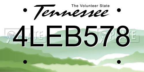 4LEB578 Tennessee License Plate