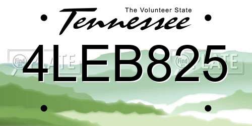 4LEB825 Tennessee License Plate