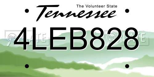 4LEB828 Tennessee License Plate