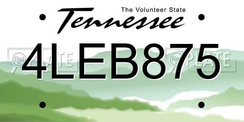 4LEB875 Tennessee License Plate