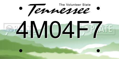 4M04F7 Tennessee License Plate