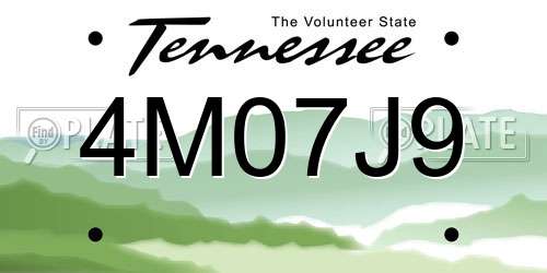 4M07J9 Tennessee License Plate